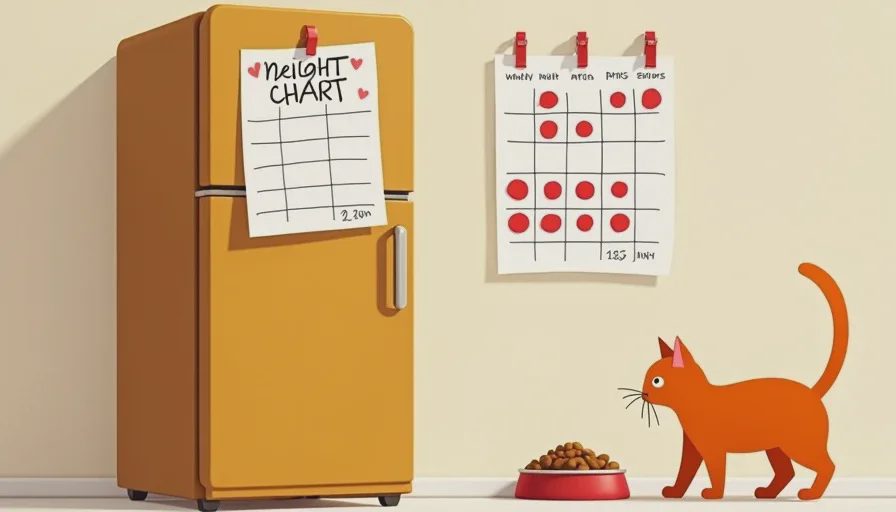 The numbers that kept us going Handwritten daily weight chart tracking Miso’s recovery during his critical first week.