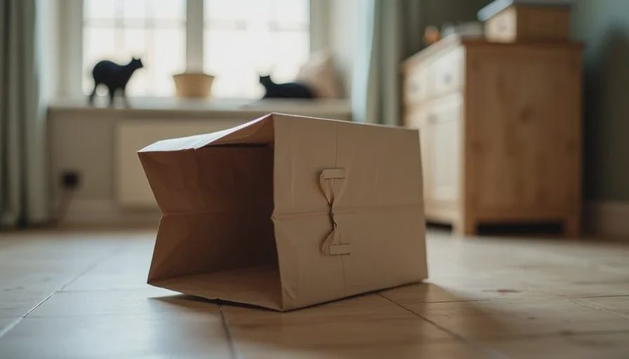 Instant tunnel from a grocery bag A handle-free paper bag set up as a simple tunnel and hiding spot