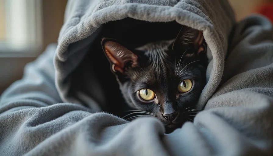 Nori tucked into the hood of a sweatshirt, her preferred way of being carried once trust was established.