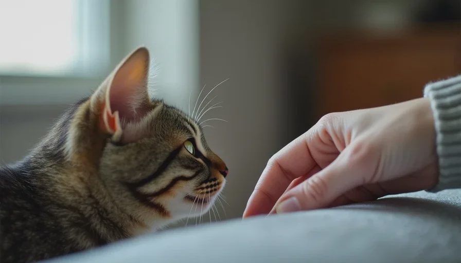 Shared space without demand — a working relationship between human and cat.