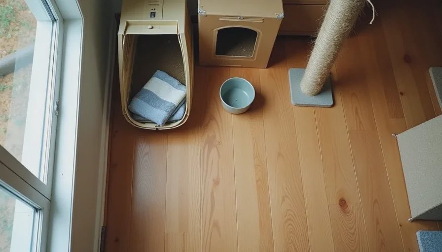 The one-room starter kit that prevents most early problems Essential first-week safe room setup for a new cat including carrier, litter box, bowls, and hiding spot.