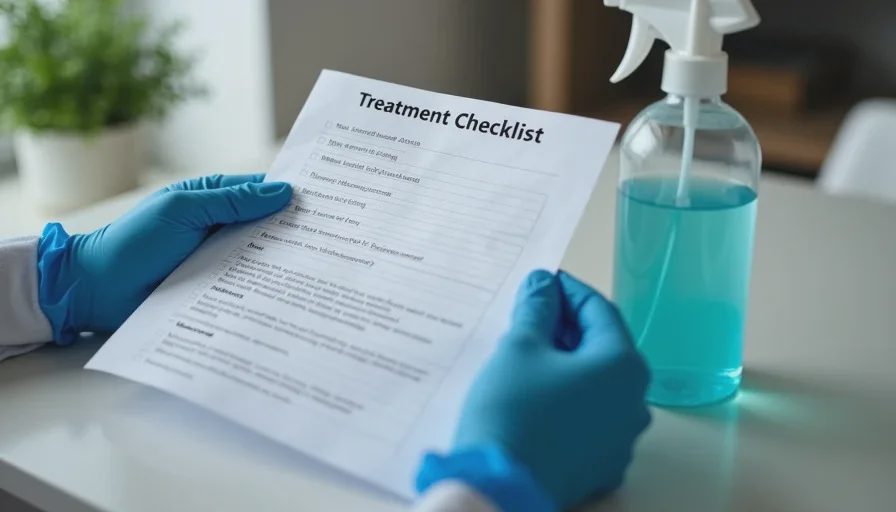 Treatment log and disinfectant ready for a ringworm or quarantine protocol.