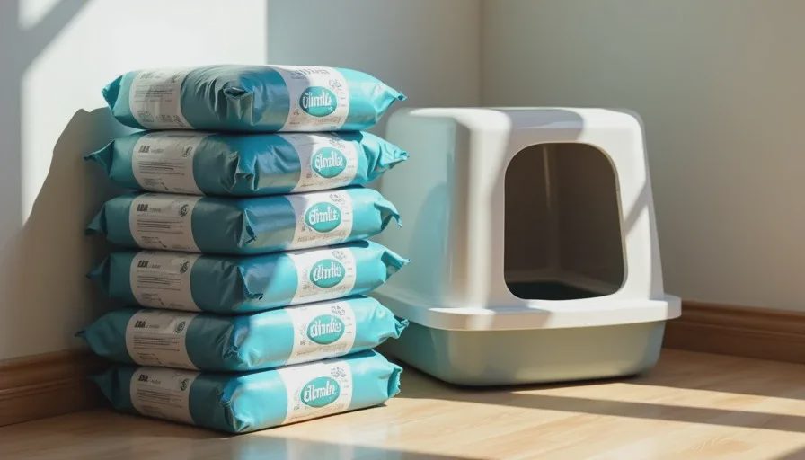 Bulk unscented clumping litter and a basic open box, the combination that has proven most reliable.