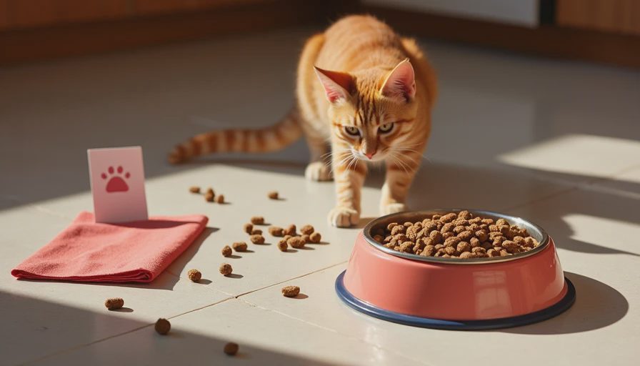 Visual context for cat vomiting after eating